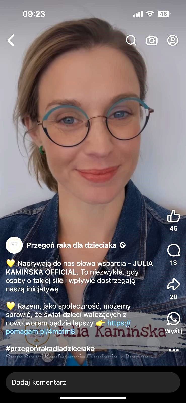 Julia Kamińska wspiera biegaczy!